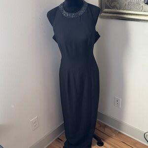 Reggio Elegant Black Sleeveless Dress Embellished high‎ Neckline low back gown 6